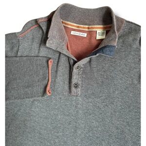 Carbon 2 Cobalt Mens XL Gray Cotton Henley Sweater Mock Neck Long Sleeve Rust